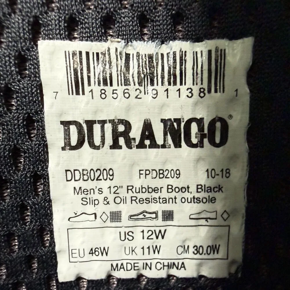Durango Men's Rebel Rancher Western Waterproof Work Boot Black Size 12W